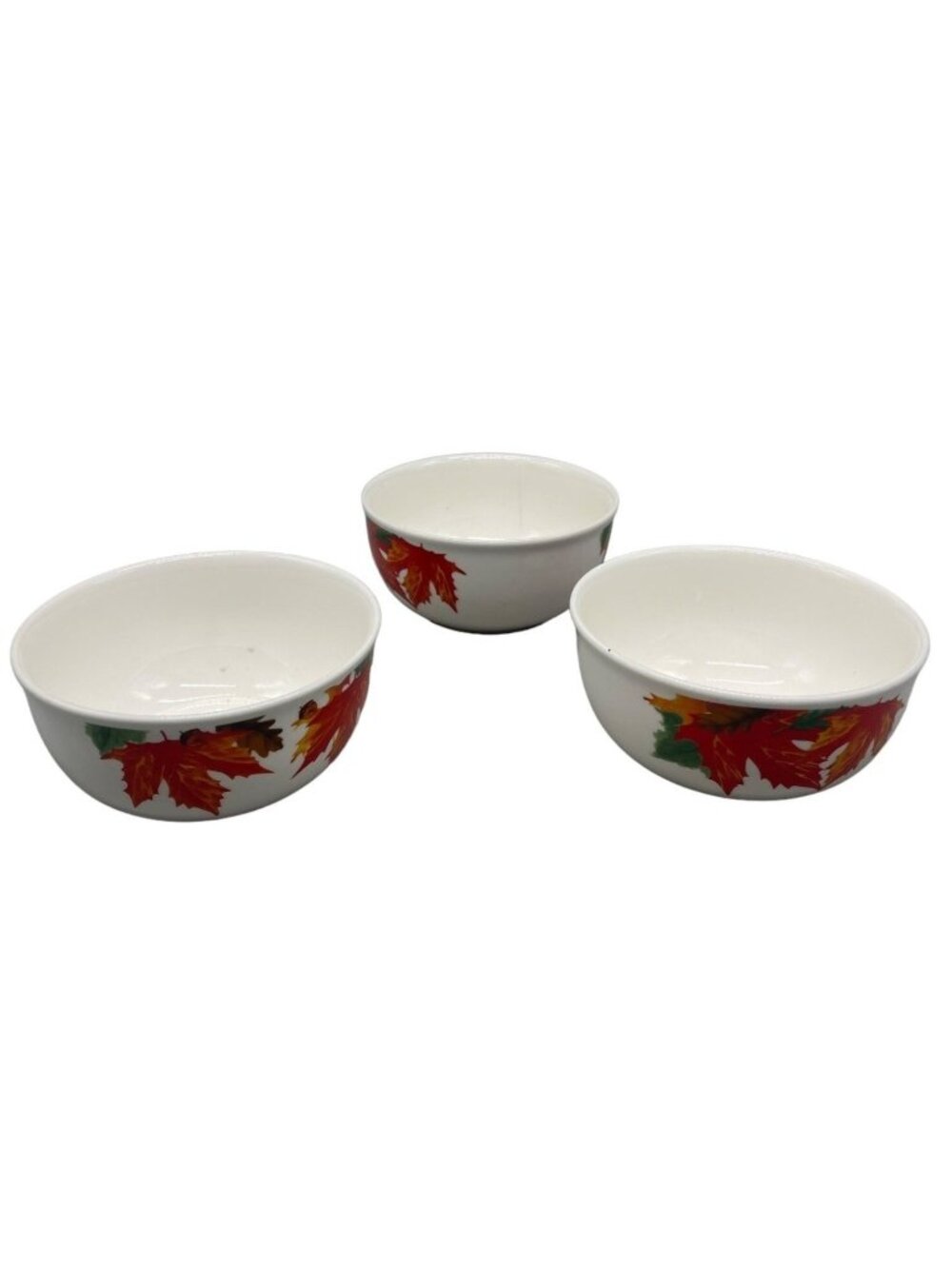 royal norfolk set of 3 fall bowl white leaves orange green acorn 5.5x3" READ